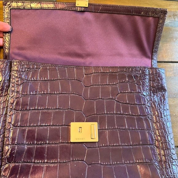 COACH Purple Embossed Leather Reptile Oversized Clutch Mega Wristlet - Picture 6 of 15